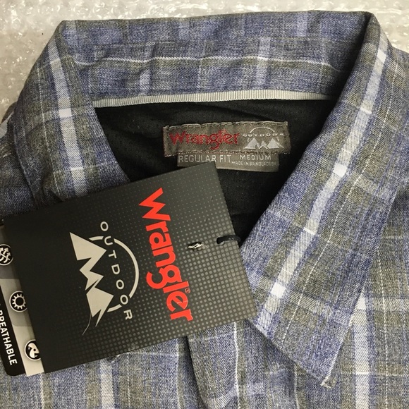 Wrangler Long Roll Up Sleeve Plaid Utility Blue M - Picture 6 of 7
